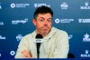 Rory McIlroy, of Northern Ireland, speaks to the media prior to a PGA Championship golf tournament practice round at Aronimink Golf Club, Tuesday, May 12, 2026, in Newtown Square, PA. (AP Photo/Carolyn Kaster)