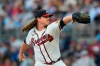 Atlanta Braves pitcher Grant Holmes (66) works in the third inning of a baseball game against the Chicago Cubs, Tuesday, May 12, 2026, in Atlanta. (AP Photo/Mike Stewart)