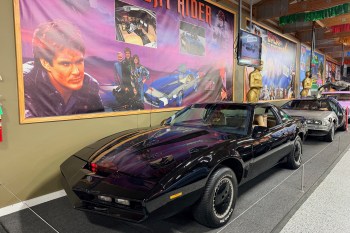 This photo provided by Jim Wojdyla shows a replica of the black Pontiac Trans Am from the 80s TV series, “Knight Rider,