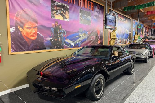 This photo provided by Jim Wojdyla shows a replica of the black Pontiac Trans Am from the 80s TV series, “Knight Rider,