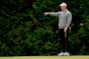 Rory McIlroy, of Northern Ireland, lines up his shot on the 12th green during a PGA Championship golf tournament practice round at Aronimink Golf Club, Wednesday, May 13, 2026, in Newtown Square, PA. (AP Photo/Carolyn Kaster)