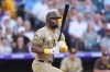 FILE - San Diego Padres left fielder Jason Heyward (22) in the fourth inning of a baseball game, May 10, 2025, in Denver. (AP Photo/David Zalubowski, File)