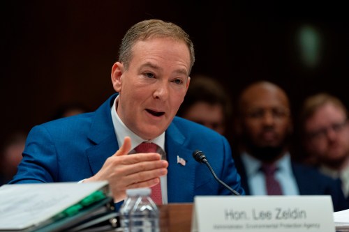 Environmental Protection Agency administrator Lee Zeldin, testifies to the Senate Appropriations subcommittee on Interior, Environment and related agencies on the budget request for the EPA, on Capitol Hill, Wednesday, May 13, 2026, in Washington. (AP Photo/Manuel Balce Ceneta)