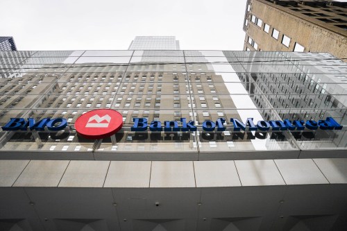 A new survey finds Canadian business leaders increasingly see climate change plans as good for their bottom line. Bank of Montreal signage is pictured in the financial district in Toronto, Friday, Sept. 8, 2023. THE CANADIAN PRESS/Andrew Lahodynskyj