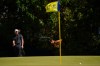 Patrick Cantlay watches his shot on the 12th green during the third round of the PGA Championship golf tournament at Aronimink Golf Club, Saturday, May 16, 2026, in Newtown Square, PA. (AP Photo/Carolyn Kaster)