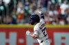 Houston Astros' Jose Altuve runs the bases after hitting a home run during the first inning of a baseball game against the Texas Rangers, Saturday, May 16, 2026, in Houston. (AP Photo/Kevin M. Cox)