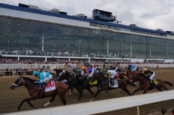 Horses compete during the 151st running of the Preakness Stakes horse race, Saturday, May 16, 2026, at Laurel Park in Laurel, Md. (AP Photo/Julia Demaree Nikhinson)