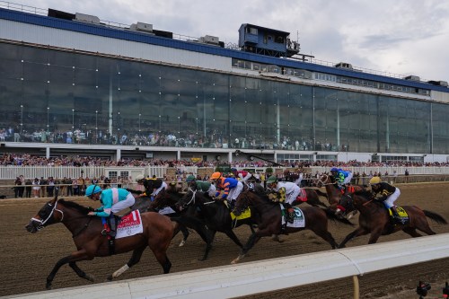 Horses compete during the 151st running of the Preakness Stakes horse race, Saturday, May 16, 2026, at Laurel Park in Laurel, Md. (AP Photo/Julia Demaree Nikhinson)
