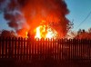 This photo released by Moscow Region Governor Andrei Vorobyev's official telegram channel shows a house on fire after a Ukrainian attack in Khimki, just outside Moscow, Russia, on Sunday, May 17, 2026. (Moscow Region Governor Andrei Vorobyev's official telegram channel via AP)