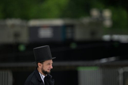 A guest dressed as Abraham Lincoln attends the Rededicate 250: A National Jubilee Of Prayer, Praise & Thanksgiving, Sunday, May 17, 2026, in Washington. (AP Photo/Rod Lamkey, Jr.)