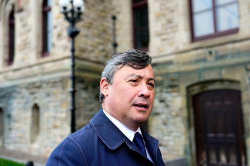 Conservative MP Michael Chong before a meeting of the Conservative Caucus on Parliament Hill in Ottawa, on Wednesday, Nov. 5, 2025. THE CANADIAN PRESS/Justin Tang