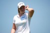 Lottie Woad looks on from the first hole during the final round of the Queen City Championship LPGA golf tournament at Maketewah Country Club, Sunday, May 17, 2026, in Cincinnati. (AP Photo/Jeff Dean)