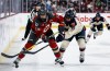 Montreal Victoire's Alexandra Labelle (13) defends against Ottawa Charge's Brianne Jenner (19) during second period PWHL action in Winnipeg, Sunday, March 22, 2026. THE CANADIAN PRESS/John Woods