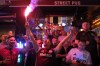Aston Villa fans light flares and chant as they gather in the streets of Istanbul, Turkey, Tuesday, May 19, 2026, ahead of the Europa League final soccer match between Freiburg and Aston Villa. (AP Photo)