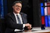 This image released by CBS shows host Stephen Colbert on the set of 