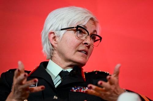 Chief of the Defence Staff Gen. Jennie Carignan speaks at the Ottawa Conference on Security and Defence in Ottawa, on Thursday, March 5, 2026. THE CANADIAN PRESS/Spencer Colby