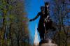 FILE - A statue of American patriot Paul Revere, famous for his 1775 ride to alert colonists of approaching British troops, stands near the Old North Church, Monday, April 20, 2026, in Boston. (AP Photo/Robert F. Bukaty, File)