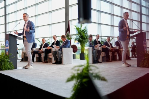 Tennessee Titans President and CEO Burke Nihill speaks during a news conference Wednesday, May 20, 2026, celebrating the 2030 Super Bowl being held at the Tennessee Titans football team's Nissan Stadium in Nashville, Tenn. (AP Photo/George Walker IV)