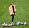 Canada head coach Casey Stoney looks on during the warm-up ahead of their international friendly soccer match against Haiti in Montreal on Tuesday, June 3, 2025. THE CANADIAN PRESS/Graham Hughes