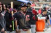 Cleveland Guardians' Angel Martínez celebrates scoring against the Detroit Tigers during the 10th inning of a baseball game Wednesday, May 20, 2026, in Detroit. (AP Photo/Paul Sancya)