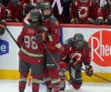 Ottawa Charge players react after losing to the Montreal Victoire in the PWHL Walter Cup final in Ottawa, Wednesday May 20, 2026.  THE CANADIAN PRESS/Adrian Wyld