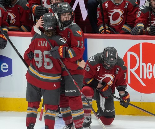 Ottawa Charge players react after losing to the Montreal Victoire in the PWHL Walter Cup final in Ottawa, Wednesday May 20, 2026.  THE CANADIAN PRESS/Adrian Wyld