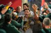Athletics' Jeff McNeil is congratulated by teammates in the dugout after hitting a solo home run during the ninth inning of a baseball game against the Los Angeles Angels, Wednesday, May 20, 2026, in Anaheim, Calif. (AP Photo/Mark J. Terrill)