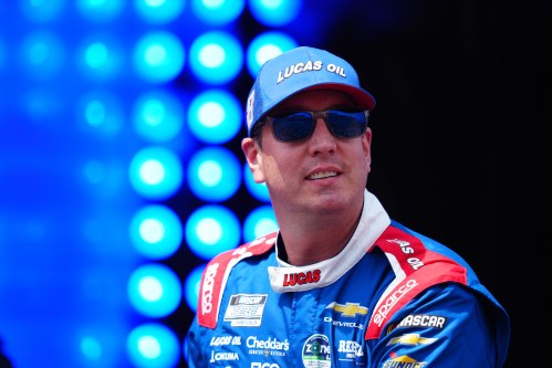 FILE - Kyle Busch is introduced during the NASCAR All-Star auto race at Dover Motor Speedway, Sunday, May 17, 2026, in Dover, Del. (AP Photo/Derik Hamilton, File)