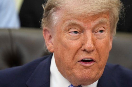 President Donald Trump speaks during an event about loosening a federal refrigerant rule, in the Oval Office at the White House, Thursday, May 21, 2026, in Washington. (AP Photo/Jacquelyn Martin)