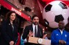 New York Mayor Zohran Mamdani, alongside NYC World Cup Czar Maya Handa, NYC World Cup Czar, left, and New York council member Yusef Salaam, makes a World Cup soccer tournament announcement at Harlem Tavern, Thursday, May 21, 2026 in New York. (AP Photo/Adam Gray)