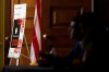 FILE - A poster outside a roundtable about an online safety bill, hosted by first lady Melania Trump, is displayed in the Capitol, March 3, 2025, in Washington. (AP Photo/Julia Demaree Nikhinson, File)