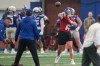 New York Giants quarterback Jaxson Dart throws during NFL football practice in East Rutherford, N.J., Thursday, May 21, 2026. (AP Photo/Seth Wenig)