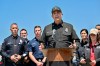 Orange County Fire Authority Division Chief Craig Covey speaks during a news conference at the Los Alamitos racetrack in Cypress, Calif., Friday, May 22, 2026, about hazmat situation in Garden Grove, Calif. (Jeff Gritchen/The Orange County Register via AP)