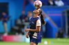 Barcelona's Kika Nazareth plays with a ball during a training session on the eve of the Women's Champions League final soccer match between FC Barcelona and OL Lyonnes, in Oslo, Friday, May 22, 2026. (AP Photo/Kirsty Wigglesworth)
