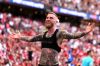 Hull City's Oliver McBurnie celebrates scoring their side's first goal of the game during the Championship play-off final between Hull City and Middlesbrough at Wembley Stadium, London, Saturday May 23, 2026. (John Walton/PA via AP)