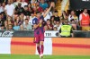 Barcelona's Robert Lewandowski celebrates scoring his side's opening goal during the Spanish La Liga soccer match between Valencia and FC Barcelona in Valencia, Spain, Saturday, May 23, 2026. (AP Photo/Alberto Saiz)