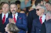 Arsenal owner Stan Kroenke, right, and his son Josh pictured in the stands ahead of the English Premier League soccer match between Crystal Palace and Arsenal in London, England, Sunday, May 24, 2026. (AP Photo/Kin Cheung)