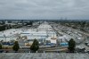 Water is sprayed on a damaged tank at GKN Aerospace in Garden Grove, Calif., on Sunday, May 24, 2026, after the tank containing a chemical used to make plastic parts overheated Thursday. (AP Photo/Ethan Swope)