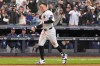 New York Yankees' Aaron Judge reacts after hitting a two-run walk-off home run during the ninth inning of a baseball game against the Tampa Bay Rays, Sunday, May 24, 2026, in New York. (AP Photo/Seth Wenig)