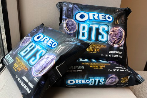 The new Oreo and BTS collaboration cookies are seen Monday, May 25, 2026, in New York. (AP Photo/Sydney Schaefer)