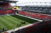 Media are seen on the pitch of BMO Field on March 24, 2026, during a tour to showcase the stadium’s upgrades ahead of hosting six FIFA World Cup 2026 matches in Toronto. THE CANADIAN PRESS/Eduardo Lima
