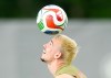 Liam Millar heads the ball during Team Canada World Cup roster selection camp in Charlotte, N.C., on Tuesday, May 26, 2026. THE CANADIAN PRESS/Nathan Denette