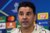 FILE - Girona's head coach Michel Sanchez attends a news conference ahead of the tomorrow's Champions League opening phase soccer match between AC Milan and Girona at the San Siro stadium in Milan, Italy, Jan. 21, 2025. (AP Photo/Antonio Calanni, File)