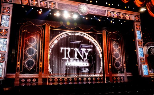 FILE - A view of the stage appears before the start of the 75th annual Tony Awards in New York on June 12, 2022. (Photo by Charles Sykes/Invision/AP, File)