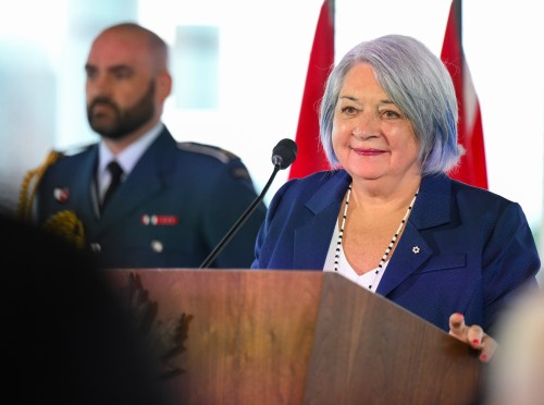Gov. Gen. Mary Simon speaks at an event celebrating her tenure and announcing a mental health funding project in her name in Ottawa, on Friday, May 29, 2026. THE CANADIAN PRESS/Tim Austen