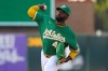 Athletics pitcher Luis Severino throws to a New York Yankees batter during the first inning of a baseball game Friday, May 29, 2026, in West Sacramento, Calif. (AP Photo/Scott Marshall)