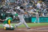 New York Yankees' Paul Goldschmidt hits a three-run home run during the first inning of a baseball game against the Athletics, Friday, May 29, 2026, in West Sacramento, Calif. (AP Photo/Scott Marshall)