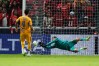 Toluca's goalkeeper Luis Garcia, right, blocks a shot by Tigres' Juan Purata during a penalty shootout on the CONCACAF Champions Cup final soccer match in Toluca, Mexico, Saturday, May 30, 2026. (AP Photo/Fernando Llano)