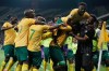 FILE - South Africa players celebrate their side's third goal during a World Cup 2026 group C qualifying soccer match between South Africa and Rwanda at Mbombela Stadium, in Nelspruit, South Africa, Oct. 14, 2025. (AP Photo/Themba Hadebe, File)