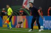 Rayo's head coach Inigo Perez gives instructions during the Europa Conference League final soccer match between Crystal Palace and Rayo Vallecano in Leipzig, Germany, Wednesday, May 27, 2026. (AP Photo/Ebrahim Noroozi)